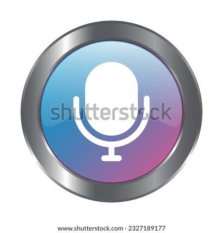 Microphone Icon Vector, Voice On Air Button, Podcast Icon, Broadcast, 3D Realistic Glossy And Shiny Microphone Vector Icon For UI UX Presentation, Voice Chat Symbol, Music Icon