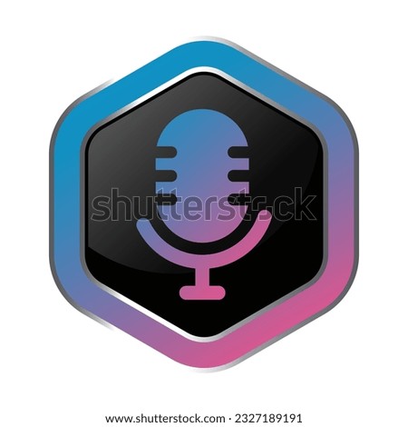 Microphone Icon Vector, Voice On Air Button, Podcast Icon, Broadcast, 3D Realistic Glossy And Shiny Microphone Vector Icon For UI UX Presentation, Voice Chat Symbol, Music Icon