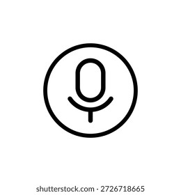 Icono de micrófono para entrada de voz, grabación de audio y control de sonido en interfaces digitales