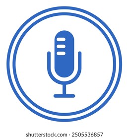 Icono de micrófono. Mensaje de voz, grabadora de voz, icono de mensaje de voz moderno Vector plano diseño de color azul sobre fondo blanco . Icono de chat de voz. Micrófono Podcast. Mensaje de audio