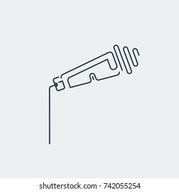 Microphone Icon, Voice Recorder, Interview, Karaoke, Audio Jack Sign Thin Line Vector Icon. Vector, Illustration