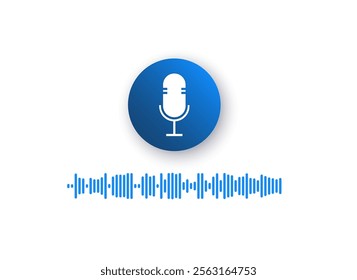 Microphone icon and waveform. Voice biometrics technology. Secure authentication, analyzing unique vocal patterns. AI and machine learning. Voice recognition and verification vector illustration