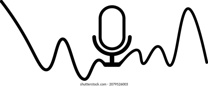 Microphone Icon And Wavelength About It. Vector.