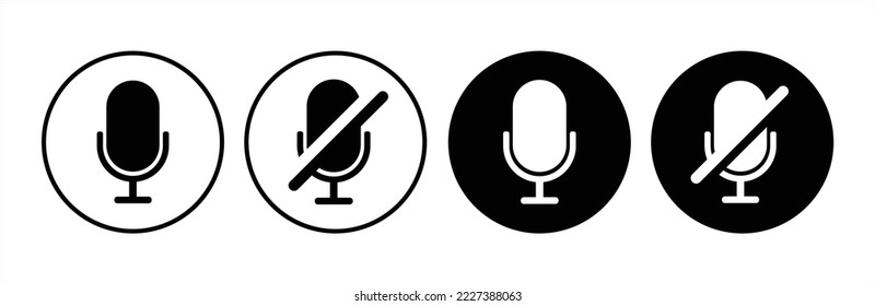 Microphone icon . Web icons or signs . Web and mobile icons. Mute and unmute microphone. Vector illustration.	