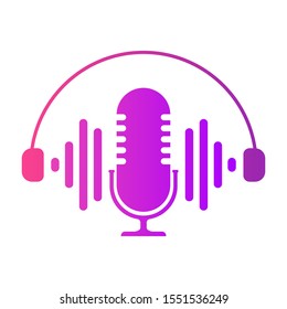 Microphone Icon white background. Vector Illustration.