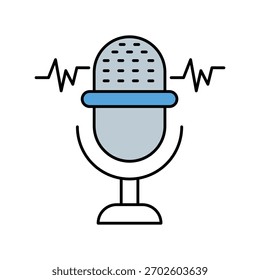 Ícone de microfone com fundo branco vetor ilustração stock