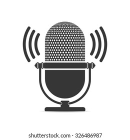 Microphone icon, white background, vector eps10 illustration