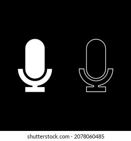 Microphone icon white color vector illustration flat style simple image set