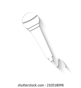microphone icon - white vector illustration with shadow