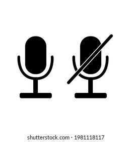 Microphone icon with and without sound. Vector graphics