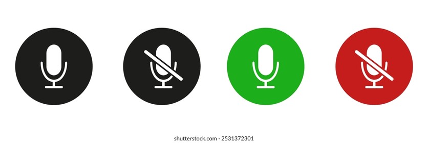 Microphone icon,mute button, sign for web or mobile isolated on white background.Vector illustration.	