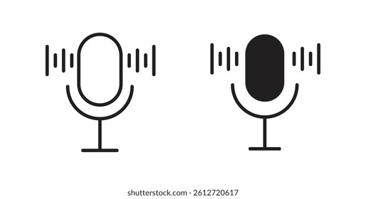 Microphone icons in black fill and line style