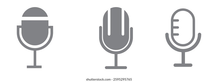 Microphone icons in black filled and outlined style