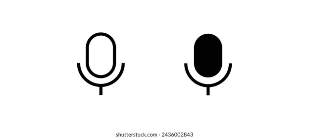 microphone icons button, vector, sign, symbol, logo, illustration, editable stroke, flat design style isolated on white