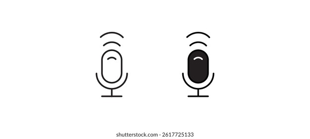 microphone icons button, vector, sign, symbol, logo, illustration, editable stroke, flat design style isolated on white