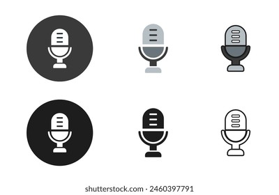 Microphone icons collection in different style flat vector illustration set