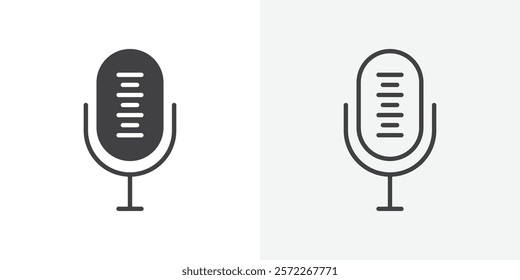 Microphone icons. flat and line style set