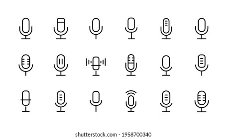 Microphone Icons in line style. Stock vector illustration