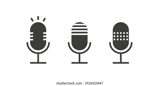 Microphone icons. Mic sign. Podcast radio icon. Studio microphone. Vector illustration