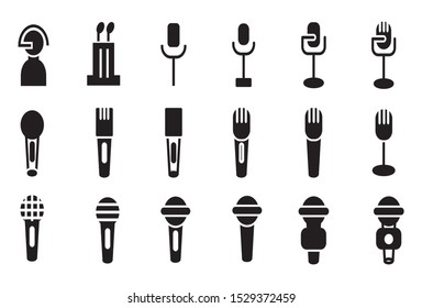 Microphone icons on white background. Vector illustration. - Vector