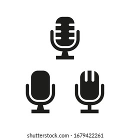 Microphone icons on white background.