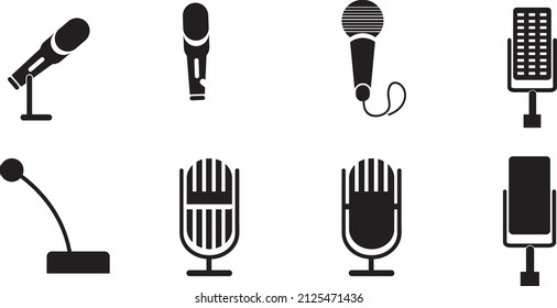 Microphone icons set. Black on a white background vector illustration..eps
