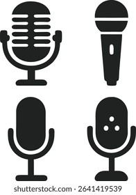Microphone icons set. Flat illustration of microphone vector icons for web