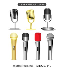 microphone icons set isolated on white color background. illustration vector