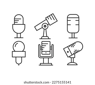 iconos de micrófono configurar la ilustración vectorial de línea
