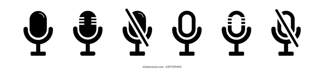 Microphone icons set.  Mic sign. Karaoke microphone icon. Audio record. Microphone vector symbols