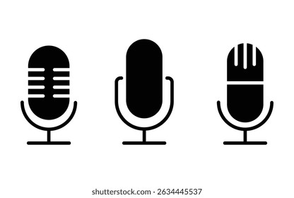Microphone Icons set. Podcast microphone. Karaoke mic. use web and mobile icons. vector illustration.
