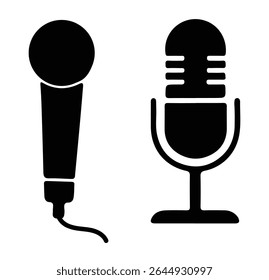 Ícones de microfone definidos. Microfone Podcast. Ícone de microfone de Karaoke. ilustração vetorial em plano de fundo isolado.