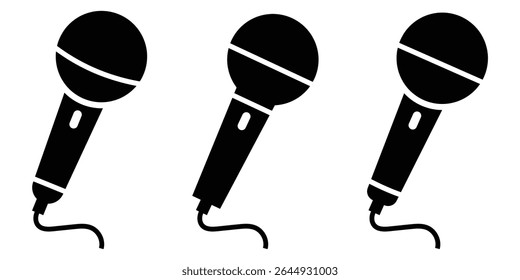 Ícones de microfone definidos. Microfone Podcast. Ícone de microfone de Karaoke. ilustração vetorial em plano de fundo isolado.