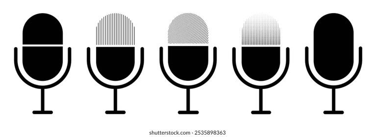 microphone icons set, Podcast microphones collection vector file
