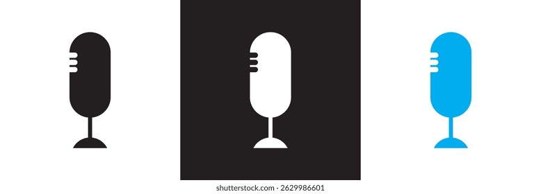 Microphone Icons set. Podcast microphone vector. Vector for websites, mobile interfaces, presentations, banner, visual branding etc. Vector illustration. isolated on white and black background. EPS 10