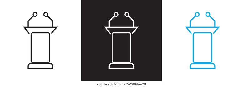 Microphone Icons set. Podcast microphone vector. Vector for websites, mobile interfaces, presentations, banner, visual branding etc. Vector illustration. isolated on white and black background. EPS 10