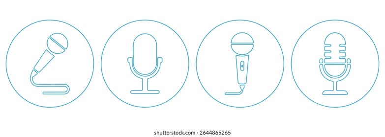 Microphone Icons set. Podcast microphone. web and mobile icons. vector illustration. white background. Design EPS  10.