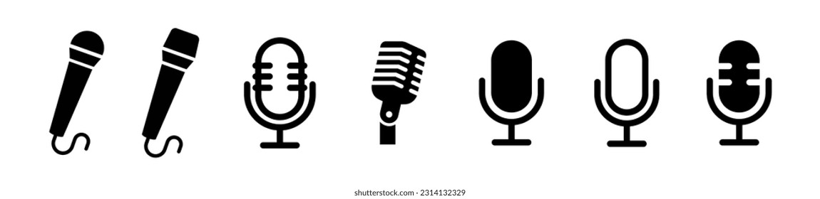 Microphone Icons set. variant microphone icon. Karaoke mic. Podcast microphone. web and mobile icons. vector illustration 10 eps.