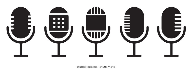 Microphone Icons set. variant microphone icon. Karaoke mic. Podcast microphone. web and mobile icons. vector illustration