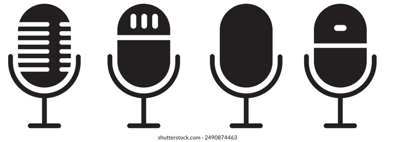 Microphone Icons set. variant microphone icon. Karaoke mic. Podcast microphone. web and mobile icons. vector illustration. EPS 10