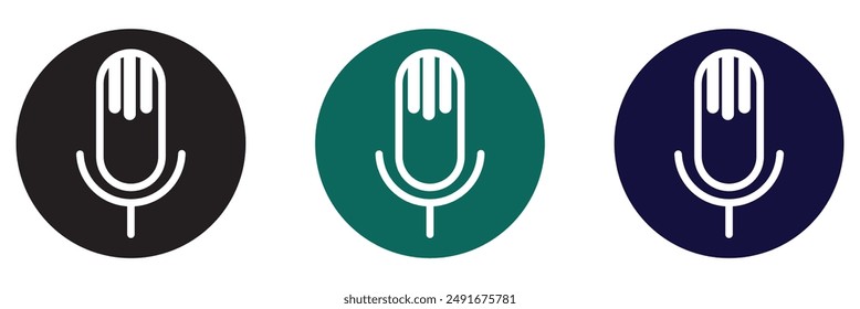 Conjunto de iconos de micrófono. Icono de micrófono variante. Micrófono de karaoke. Podcast de micrófono. Web e iconos móviles. Ilustración vectorial