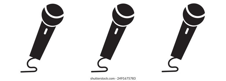 Conjunto de iconos de micrófono. Icono de micrófono variante. Micrófono de karaoke. Podcast de micrófono. Web e iconos móviles. Ilustración vectorial
