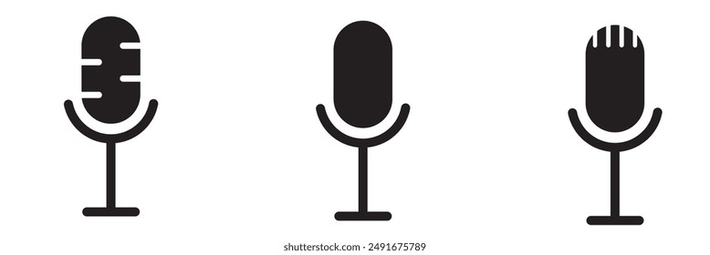 Microphone Icons set. variant microphone icon. Karaoke mic. Podcast microphone. web and mobile icons. vector illustration