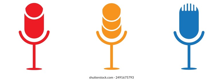 Microphone Icons set. variant microphone icon. Karaoke mic. Podcast microphone. web and mobile icons. vector illustration