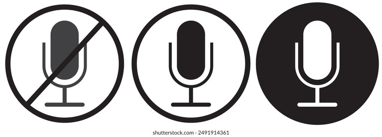Conjunto de iconos de micrófono. Icono de micrófono variante. Micrófono de karaoke. Podcast de micrófono. Web e iconos móviles. Ilustración vectorial.