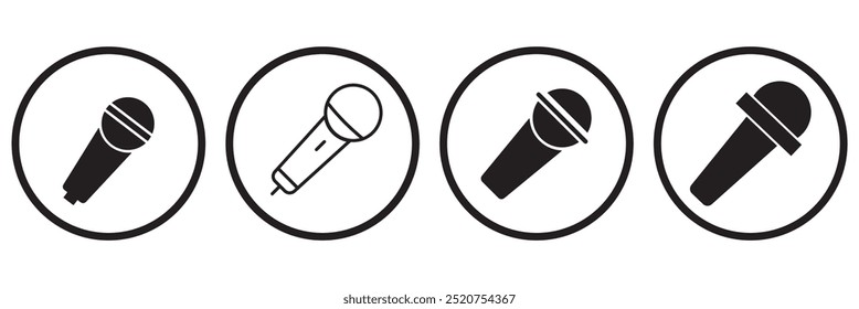 Conjunto de iconos de micrófono. Icono de micrófono variante. Micrófono de karaoke. Micrófono de podcast. Iconos de Web y móvil. Ilustración vectorial