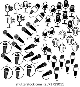Microphone Icons set. variant microphone icon. Karaoke mic. Podcast microphone. web and mobile icons. vector illustration. mic podcast icon 