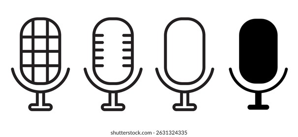 Microphone Icons set. variant microphone icon. Karaoke mic. Podcast microphone. web and mobile icons