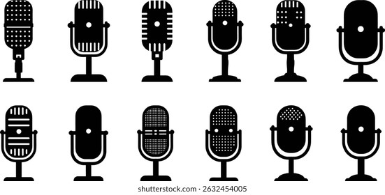 Microphone Icons set. variant microphone icon. Karaoke mic. Podcast microphone. web and mobile icons
