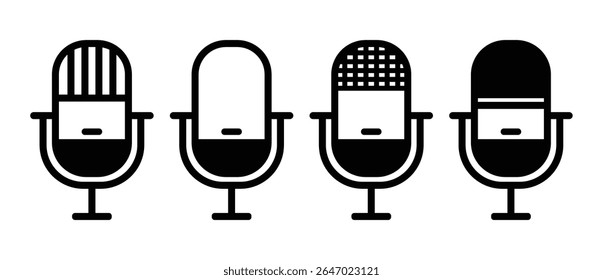 Ícones de microfone definidos. ícone de microfone variante. Microfone de Karaokê. Microfone do podcast. ícones da web e do celular.	